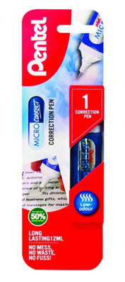 Pentel Micro Correct Fine Precision Tip Fluid Correction PenWhite12 Ml from B&Q
