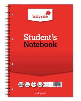 Silvo Silvine A4 Twin Wire Student's Notebook. 120 Pages Ruled Ruled 6mm Feint Pack Of 12White from B&Q
