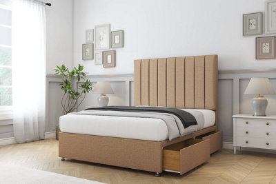 Comfort Tokyo Latte Dumfries Divan Bed Base 2 Drawers Same Side26" Strutted  4'6 Double from B&Q