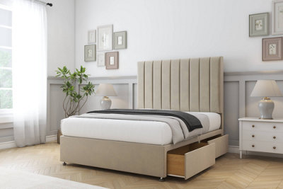 Comfort Tokyo Almond Coniston Divan Bed Base 2 Drawers Same Side26" Strutted  2'6 Small Single from B&Q