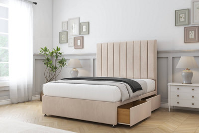 Comfort Tokyo Sand Naples Divan Bed Base 2 Drawers Foot-End26" Strutted  6' Super King from B&Q