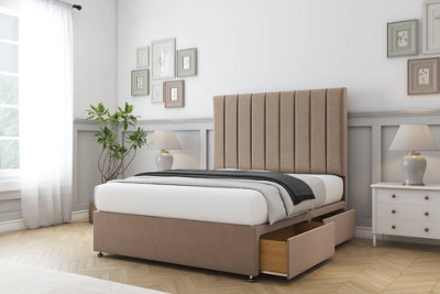 Comfort Tokyo Mink Plush Divan Bed Base 2 Drawers Same Side54" Floor Standing  2'6 Small Single from B&Q