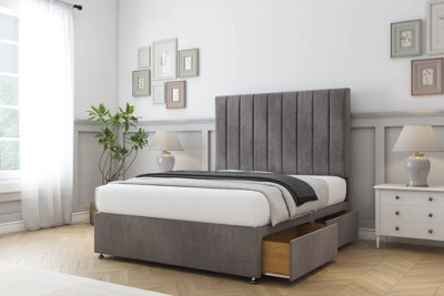 Comfort Tokyo Slate Naples Divan Bed Base 2 Drawers Same Side54" Floor Standing  2'6 Small Single from B&Q