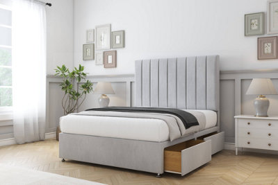 Comfort Tokyo Silver Naples Divan Bed Base 2 Drawers Same Side54" Floor Standing  4'6 Double from B&Q