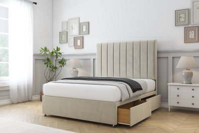 Comfort Tokyo Cream Plush Divan Bed Base 2 Drawers Foot-End54" Floor Standing  5' King from B&Q