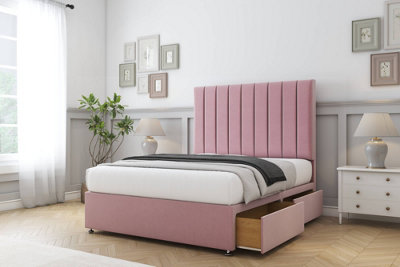 Comfort Tokyo Pink Plush Divan Bed Base 2 Drawers Foot-End54" Floor Standing  5' King from B&Q