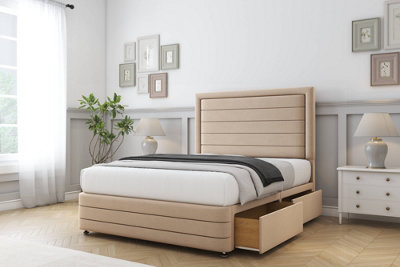 Comfort Anna Pebble Plush Divan Bed Base 2 Drawers Left Side54" Floor Standing  & 12" Footboard 5' King from B&Q