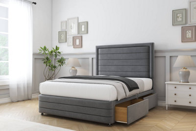 Comfort Anna Armour Coniston Divan Bed Base 2 Drawers Right Side54" Floor Standing  & 12" Footboard 4'6 Double from B&Q