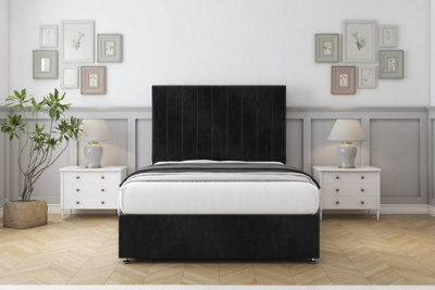 Comfort Tokyo Black Naples Divan Bed Set No Drawers26" Strutted 6' Super King from B&Q