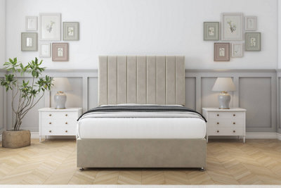 Comfort Tokyo Cream Plush Divan Bed Set 2 Drawers Same Side54" Floor Standing 3' Single from B&Q