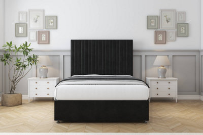 Comfort Denver Black Plush Divan Bed Set No Drawers26" Strutted 2'6 Small Single from B&Q