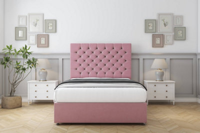 Comfort Winslow Pink Plush Divan Bed Set No Drawers26" Strutted 4'6 Double from B&Q