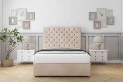 Comfort Winslow Sand Naples Divan Bed Set No Drawers26" Strutted 4'6 Double from B&Q