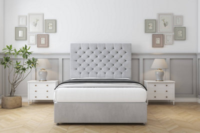 Comfort Winslow Silver Naples Divan Bed Set No Drawers26" Strutted 4'6 Double from B&Q