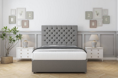 Comfort Winslow Pewter Dumfries Divan Bed Set No Drawers26" Strutted 4'6 Double from B&Q