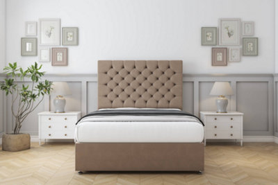 Comfort Winslow Mink Plush Divan Bed Set 2 Drawers Foot-End54" Floor Standing 4'6 Double from B&Q