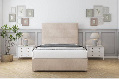 Comfort Rosa Sand Naples Divan Bed Set 2 Drawers Same Side26" Strutted 4'6 Double from B&Q