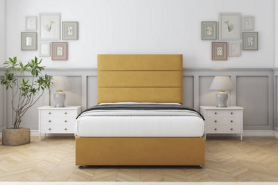 Comfort Rosa Mustard Plush Divan Bed Set 2 Drawers Foot-End26" Strutted 5' King from B&Q