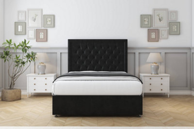 Comfort Rio Black Plush Divan Bed Set 2 Drawers Same Side26" Strutted 2'6 Small Single from B&Q