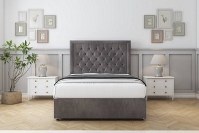 Comfort Rio Slate Naples Divan Bed Set 2 Drawers Same Side26" Strutted 4'6 Double from B&Q