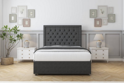 Comfort Rio Graphite Dumfries Divan Bed Set 4 Drawers26" Strutted 4'6 Double from B&Q
