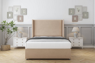 Comfort Madrid Pebble Plush Divan Bed Set No Drawers54" Wingback 2'6 Small Single from B&Q