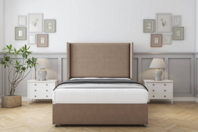 Comfort Madrid Mink Plush Divan Bed Set No Drawers54" Wingback 5' King from B&Q