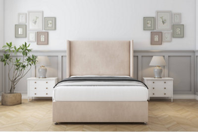 Comfort Madrid Sand Naples Divan Bed Set No Drawers54" Wingback 2'6 Small Single from B&Q