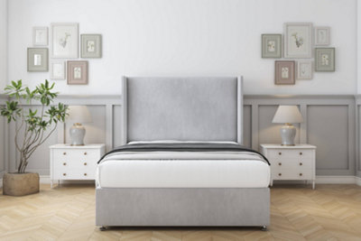 Comfort Madrid Silver Naples Divan Bed Set No Drawers54" Wingback 4'6 Double from B&Q