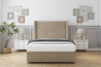 Comfort Madrid Almond Coniston Divan Bed Set No Drawers54" Wingback 2'6 Small Single from B&Q