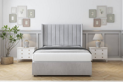 Comfort Palermo Silver Naples Divan Bed Set No Drawers54" Wingback 4'6 Double from B&Q