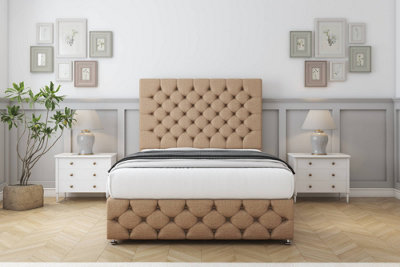 Comfort Florida Latte Dumfries Divan Bed Set No Drawers26" Strutted & 12" Footboard 4'6 Double from B&Q
