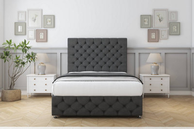 Comfort Florida Graphite Dumfries Divan Bed Set No Drawers26" Strutted & 12" Footboard 5' King from B&Q