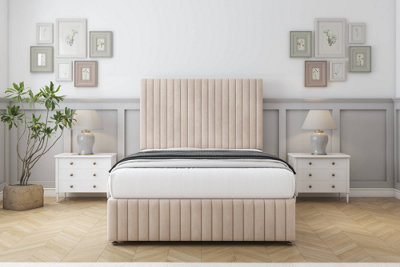 Comfort Khloe Sand Naples Divan Bed Set No Drawers26" Strutted & 12" Footboard 4' Small Double from B&Q