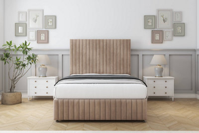Comfort Khloe Mink Naples Divan Bed Set 2 Drawers Left Side26" Strutted & 12" Footboard 4'6 Double from B&Q