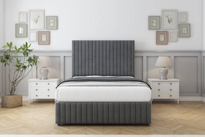 Comfort Khloe Armour Coniston Divan Bed Set 2 Drawers Right Side26" Strutted & 12" Footboard 5' King from B&Q