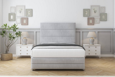 Comfort Zoya Silver Naples Divan Bed Set 2 Drawers Left Side54" Floor Standing & 12" Footboard 3' Single from B&Q