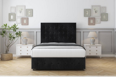 Comfort Flourence Black Naples Divan Bed Set No Drawers26" Strutted & 12" Footboard 5' King from B&Q