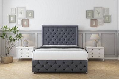 Comfort Winchester Steel Plush Divan Bed Set No Drawers26" Strutted & 12" Footboard 3' Single from B&Q