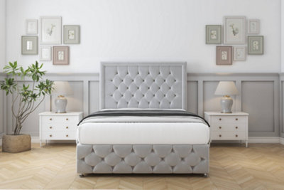 Comfort Winchester Silver Plush Divan Bed Set No Drawers26" Strutted & 12" Footboard 2'6 Small Single from B&Q