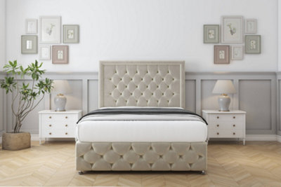 Comfort Winchester Cream Plush Divan Bed Set 2 Drawers Left Side26" Strutted & 12" Footboard 2'6 Small Single from B&Q