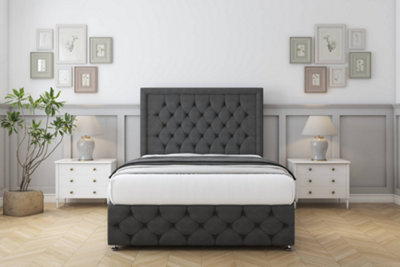 Comfort Winchester Graphite Dumfries Divan Bed Set 2 Drawers Right Side26" Strutted & 12" Footboard 4'6 Double from B&Q