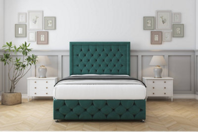 Comfort Winchester Emerald Plush Divan Bed Set No Drawers54" Floor Standing & 12" Footboard 4'6 Double from B&Q