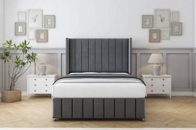 Comfort Serena Armour Coniston Divan Bed Set 2 Drawers Foot-End54" Wingback & 12" Footboard 4'6 Double from B&Q