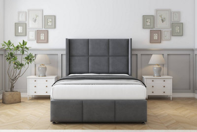 Comfort Charlie Armour Coniston Divan Bed Set No Drawers54" Wingback & 12" Footboard 4'6 Double from B&Q