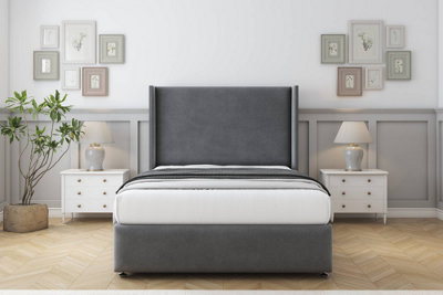 Comfort Ayla Armour Coniston Divan Bed Set No Drawers54" Wingback & 12" Footboard 4'6 Double from B&Q