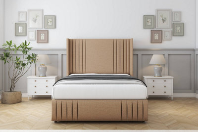 Comfort Elise Latte Dumfries Divan Bed Set No Drawers54" Wingback & 12" Footboard 2'6 Small Single from B&Q