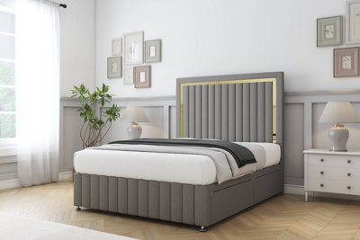 Comfort Boston Gold Pewter Dumfries Divan Bed Set No Drawers26" Strutted & 12" Footboard 2'6 Small Single from B&Q