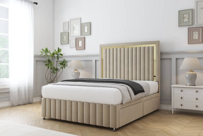 Comfort Boston Gold Almond Coniston Divan Bed Set 2 Drawers Foot-End54" Floor Standing & 12" Footboard 4'6 Double from B&Q