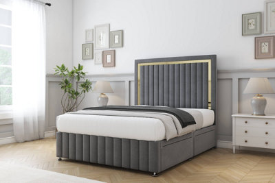 Comfort Boston Gold Armour Coniston Divan Bed Set 2 Drawers Foot-End54" Floor Standing & 12" Footboard 4'6 Double from B&Q